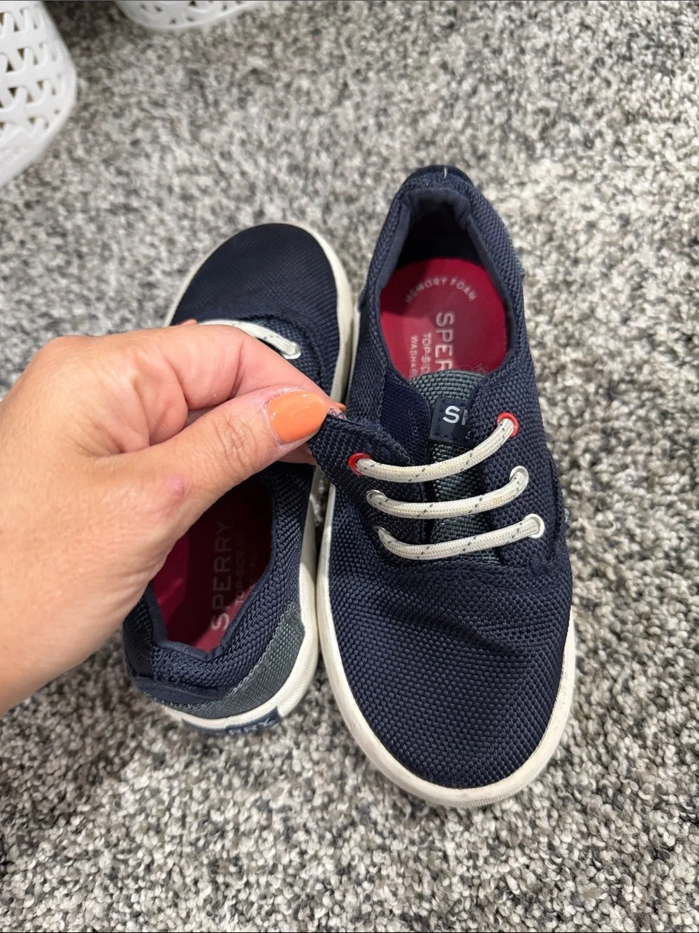 Sperry Navy Mesh Kids Slip-On Sneakers with White Laces